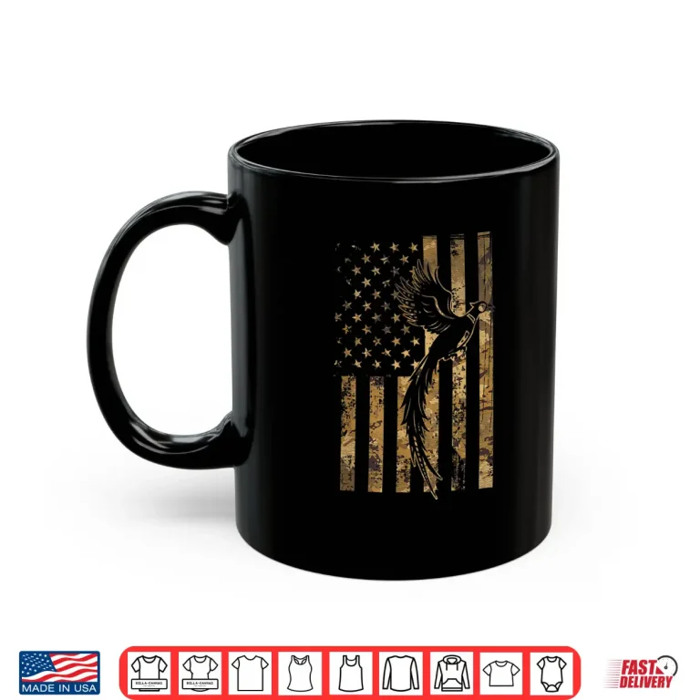 Mug Pheasant Bird Hunter American Flag Camouflage Pheasant Hunt Shirt