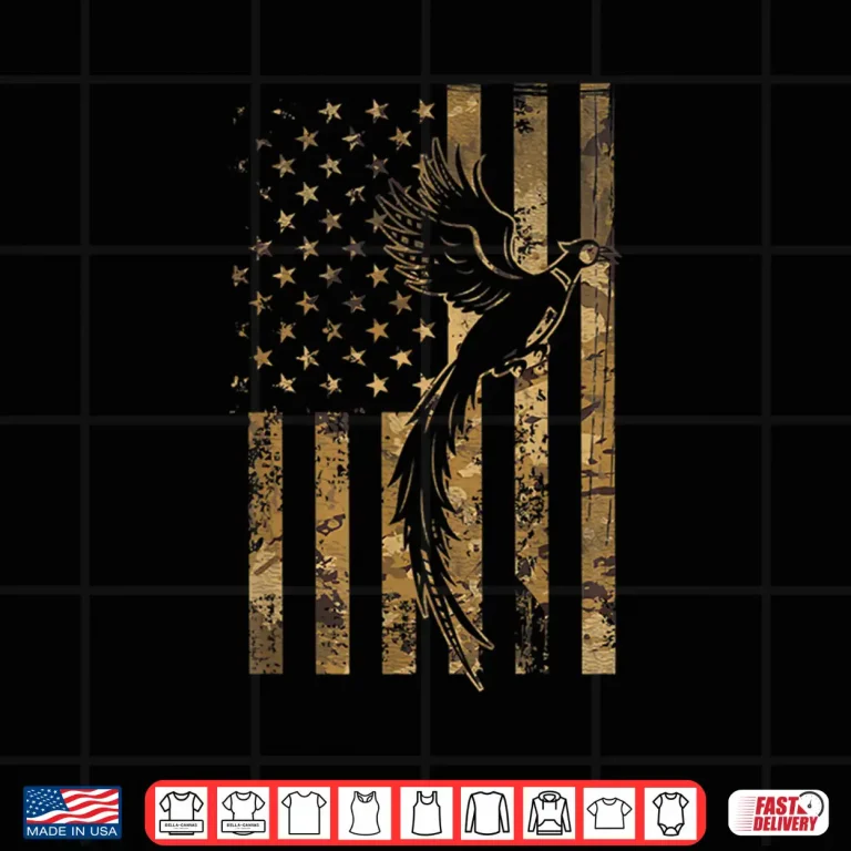 Design Pheasant Bird Hunter American Flag Camouflage Pheasant Hunt Shirt