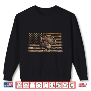 Sweatshirt Turkey Hunting Graphic American Flag Tree Camouflage Shirt