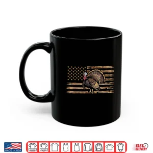 Mug Turkey Hunting Graphic American Flag Tree Camouflage Shirt