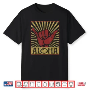 Aloha Hawaiian Hawaii Vintage Distressed Shaka Sign Shirt