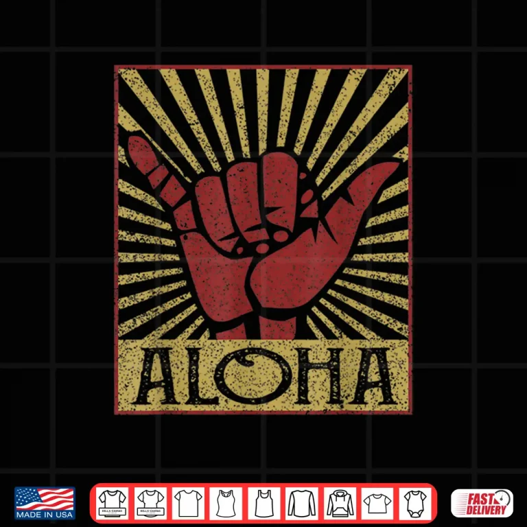 Design Aloha Hawaiian Hawaii Vintage Distressed Shaka Sign Shirt