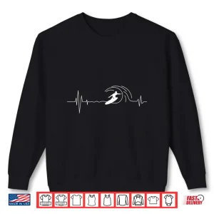 Sweatshirt Big Wave Surfing Heartbeat Surfers Beach Lover Surfboard Shirt