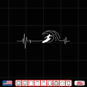 Design Big Wave Surfing Heartbeat Surfers Beach Lover Surfboard Shirt