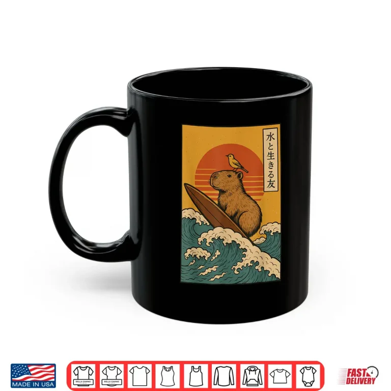 Mug Capybara Surfing Japanese Shirt