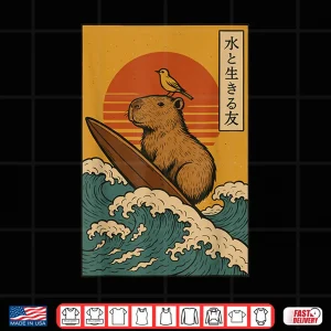 Design Capybara Surfing Japanese Shirt