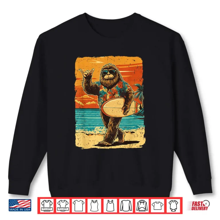 Sweatshirt Funny Bigfoot Aloha Hawaiian Surfing Tropical Beach Surfer Shirt