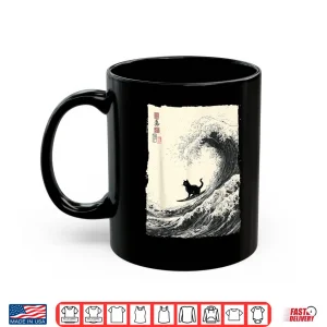 Mug Funny Cat Surfing The Great Wave Japanese Ukiyo e Art Shirt
