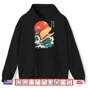 Hoodie Japanese Capybara Surfing Wave Great Wave Japan Shirt
