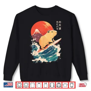 Sweatshirt Japanese Capybara Surfing Wave Great Wave Japan Shirt
