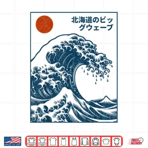 Design Great Wave Otaku Surfing Vintage Japanese Graphic Tee Men Shirt