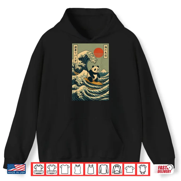 Hoodie Panda Surfing Japanese Shirt