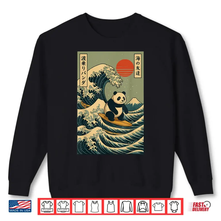Sweatshirt Panda Surfing Japanese Shirt