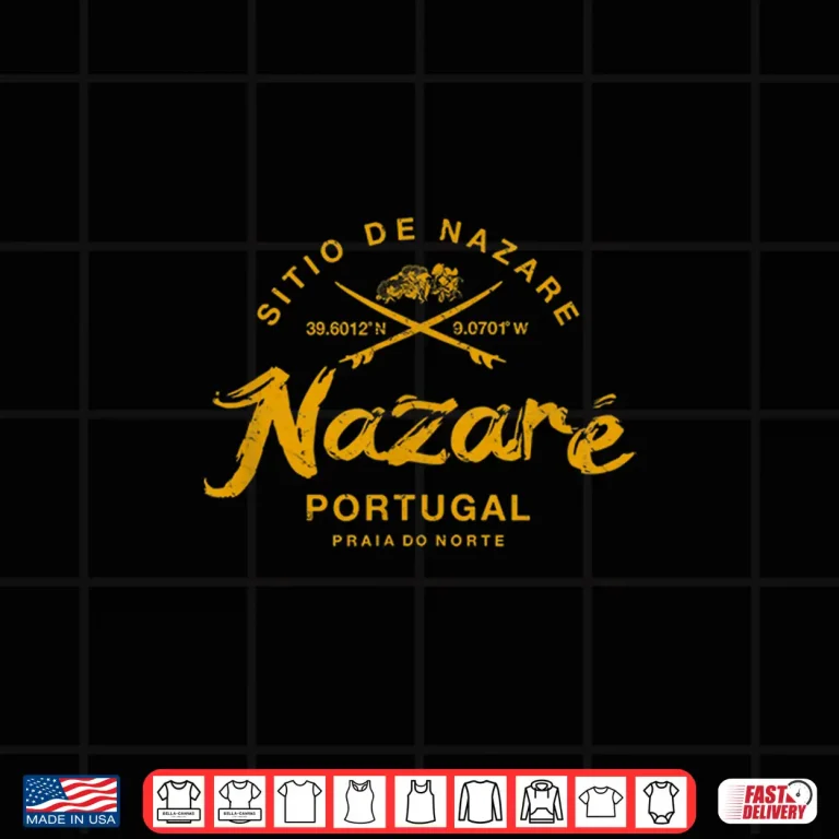 Design Nazare Portugal Surfing Vintage Retro Shirt