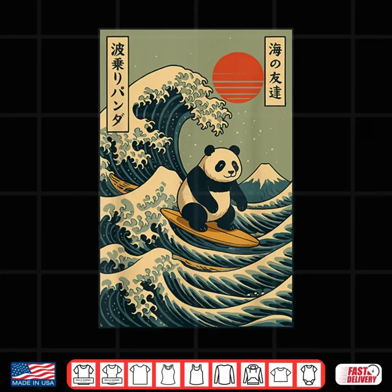 Design Panda Surfing Japanese Shirt