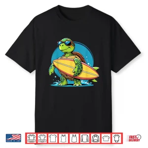 Surfing Turtle With Sunglasses Cool Style Shirt