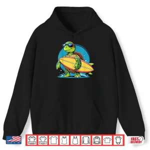 Hoodie Surfing Turtle With Sunglasses Cool Style Shirt
