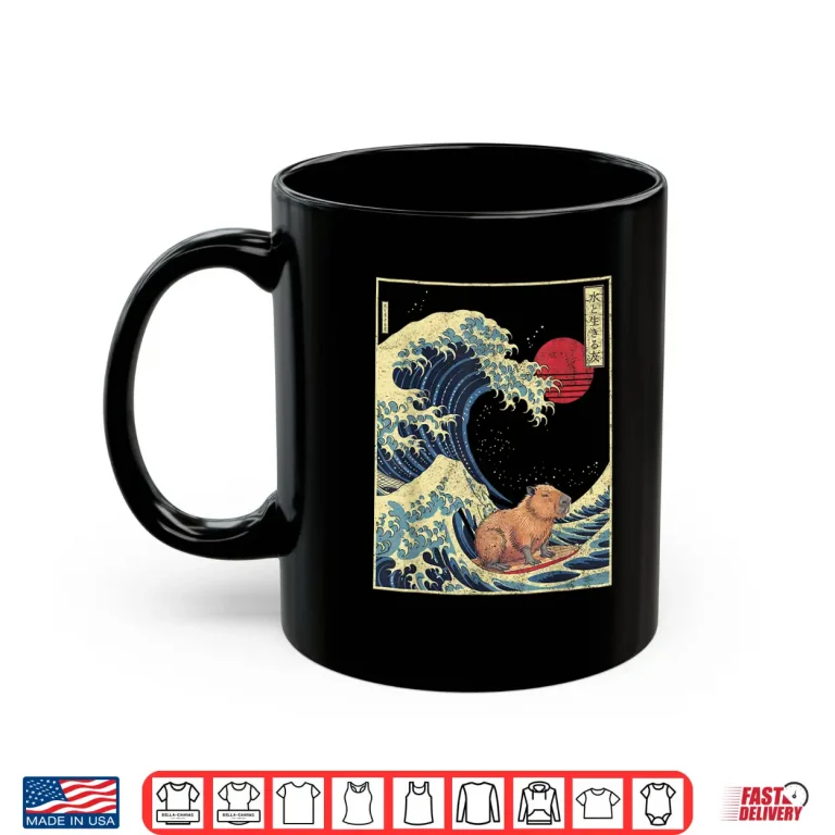 Mug Surfing Capybara Retro Kawaii Shirt