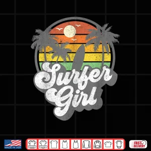 Design Surfer Girl Beach Retro 70s Vintage Surfing Vacation Gift Shirt