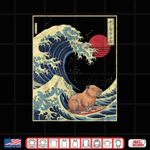 Design Surfing Capybara Retro Kawaii Shirt