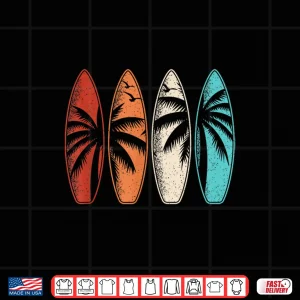 Design Tropical Hawaii Palm Tree Surfing Beach Surfboard Retro Surf Shirt