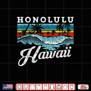 Design Waves Beach Honolulu Hawaiian Summer Surfing Retro Hawaii Shirt
