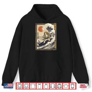 Hoodie Beagle Japanese Surfing Kanagawa Wave Funny Samurai Dog Shirt