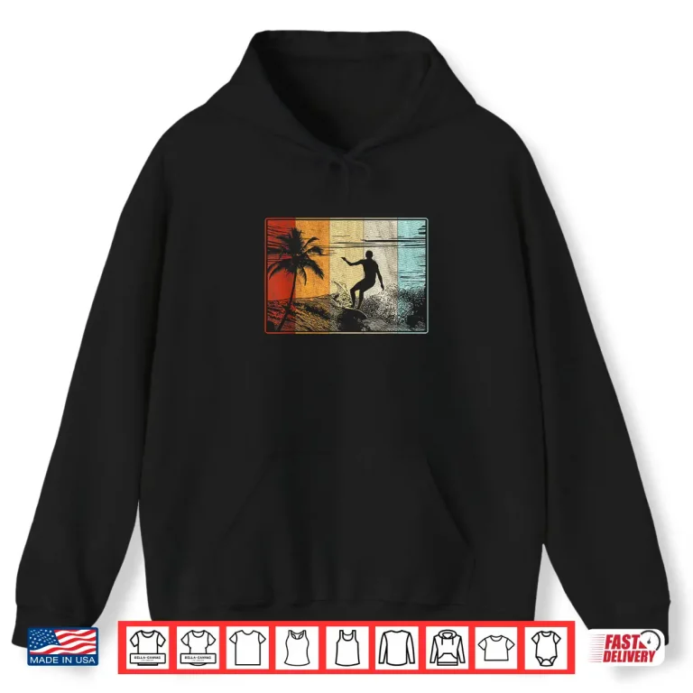 Hoodie Beach Surfing Surfboard Vintage Retro Surfboarder Surfer Shirt