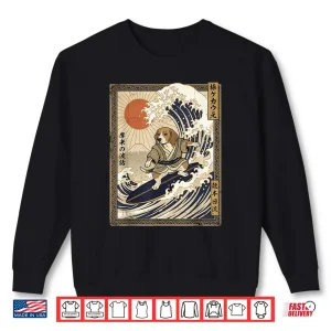 Sweatshirt Beagle Japanese Surfing Kanagawa Wave Funny Samurai Dog Shirt