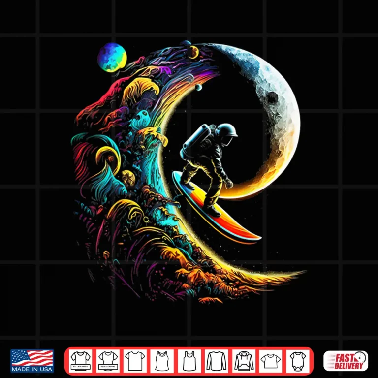 Design Astronaut surfing through space universe galaxy planets moon Shirt