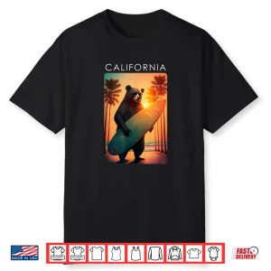 California Shirt Cool Republic Bear Surfing Beach California Shirt