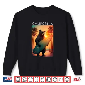 Sweatshirt California Shirt Cool Republic Bear Surfing Beach California Shirt