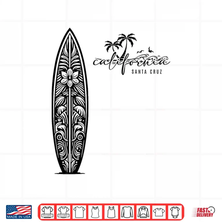 Design California Santa Cruz Surfing Surfboard Backprint Shirt