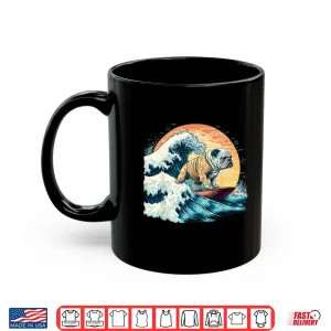 Mug English Bulldog Surfing On the Great Wave of Kanagawa Shirt