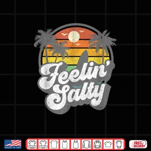 Design Feeling Salty Island Vacation Surfing Palm Retro Beach Gift Shirt