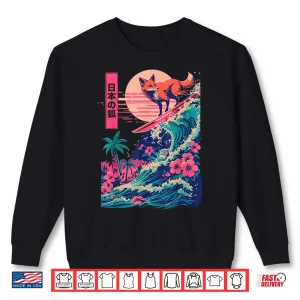 Sweatshirt Japanese Fox Surfing Wave Great Wave Japan Shirt