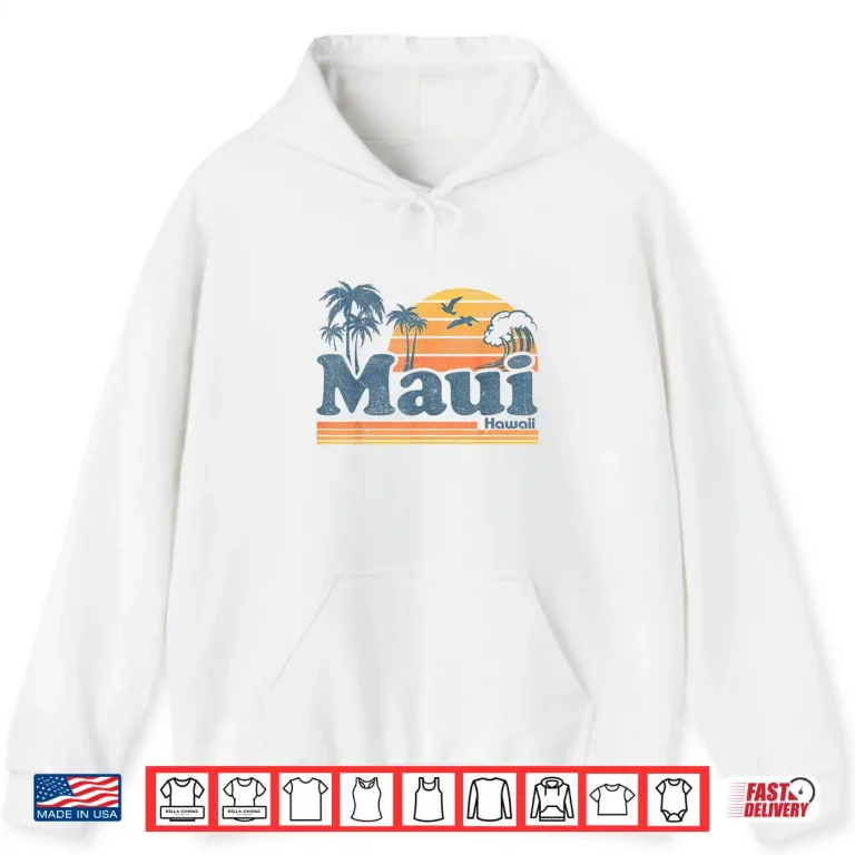 Hoodie Maui Hawaii Vintage Surf Beach Surfing 70s Retro Hawaiian Shirt