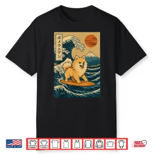 Pomeranian Surfing Japanese Wave Shirt