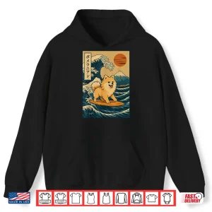 Hoodie Pomeranian Surfing Japanese Wave Shirt