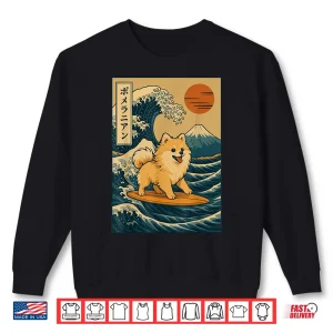 Sweatshirt Pomeranian Surfing Japanese Wave Shirt