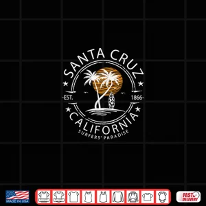 Design Retro Santa Cruz California Beach Surfing Paradise Shirt