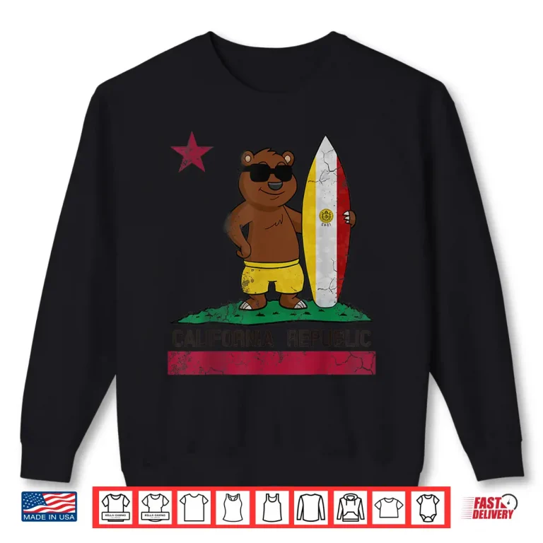 Sweatshirt San Diego California Shirt Surfer Bear Surfing Shirt