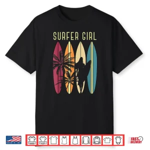 Surfer Girl Surfboard Surfing Women Girls Surf Ocean Surfing Shirt