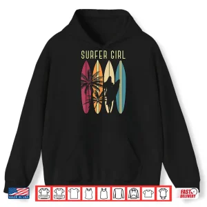 Hoodie Surfer Girl Surfboard Surfing Women Girls Surf Ocean Surfing Shirt