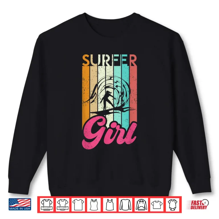 Sweatshirt Surfer Girl Surfboard Women Surf Ocean Retro Surfing Shirt