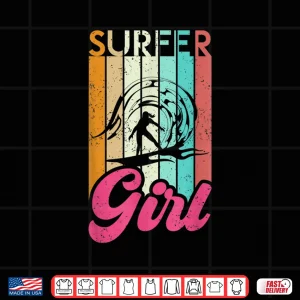 Design Surfer Girl Surfboard Women Surf Ocean Retro Surfing Shirt