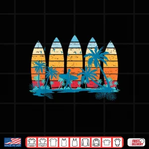 Design Vintage Surfboard Sunset Surfboarder Retro Surfer Palm Tree Shirt