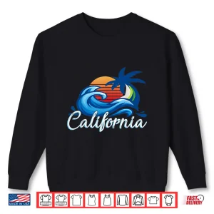 Sweatshirt Tropical Sunset Cali Beach Waves Surfing USA California Shirt