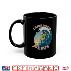 Mug Vintage I Ride with Jesus Surfing Jesus Shirt