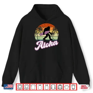 Hoodie Aloha Bigfoot Cradling Surfboard Sasquatch in Hawaii Vintage Shirt